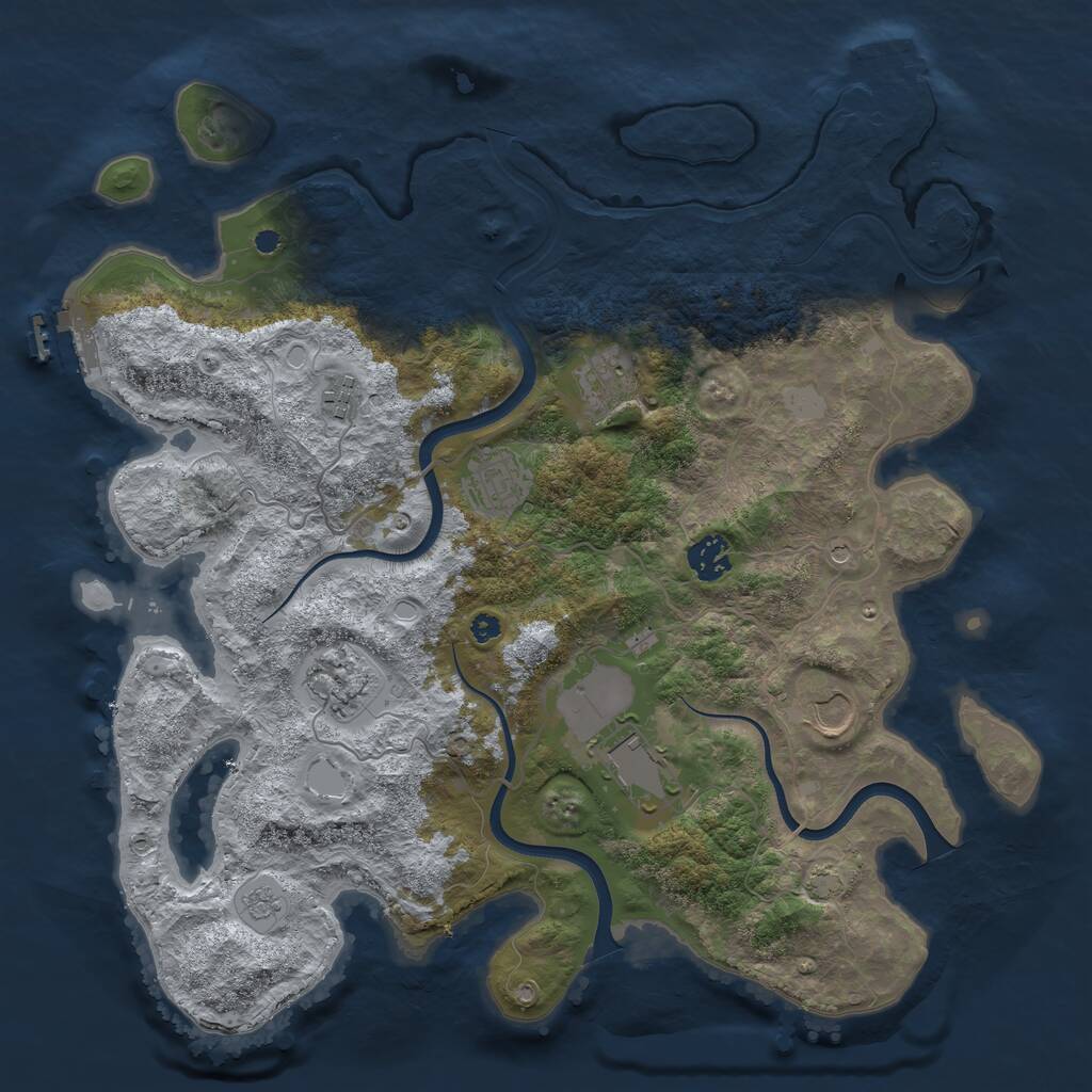Rust Map: Procedural Map, Size: 3750, Seed: 2125130759, 13 Monuments