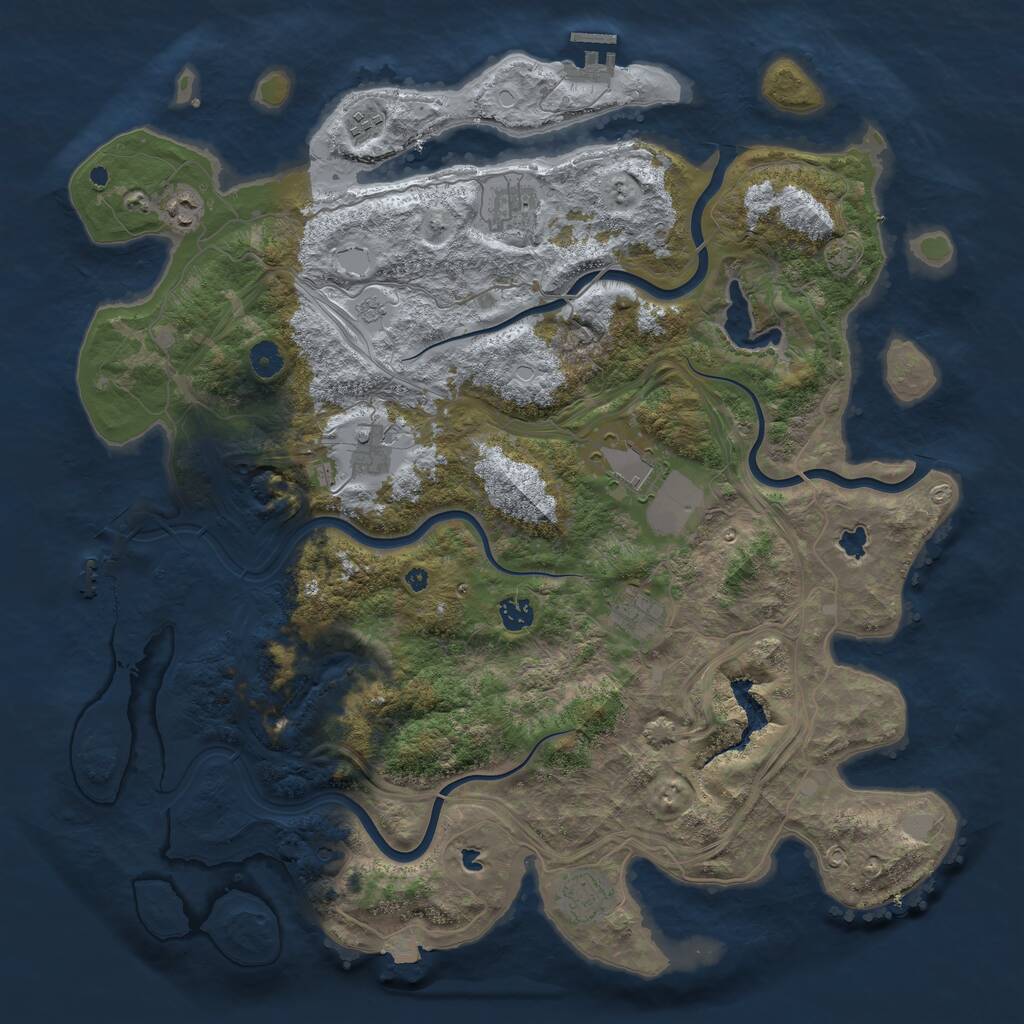 Rust Map: Procedural Map, Size: 4500, Seed: 3213, 14 Monuments