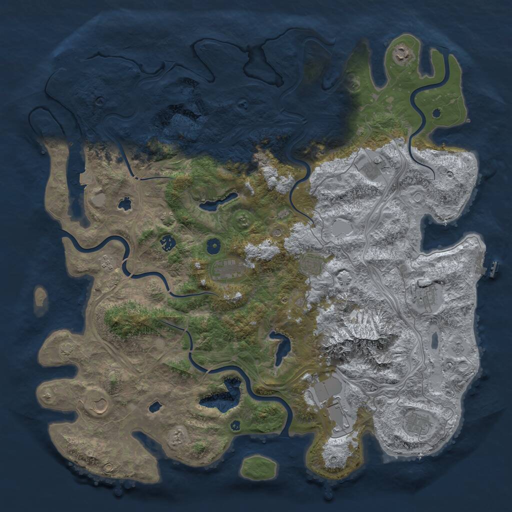 Rust Map: Procedural Map, Size: 5000, Seed: 1256162023, 16 Monuments