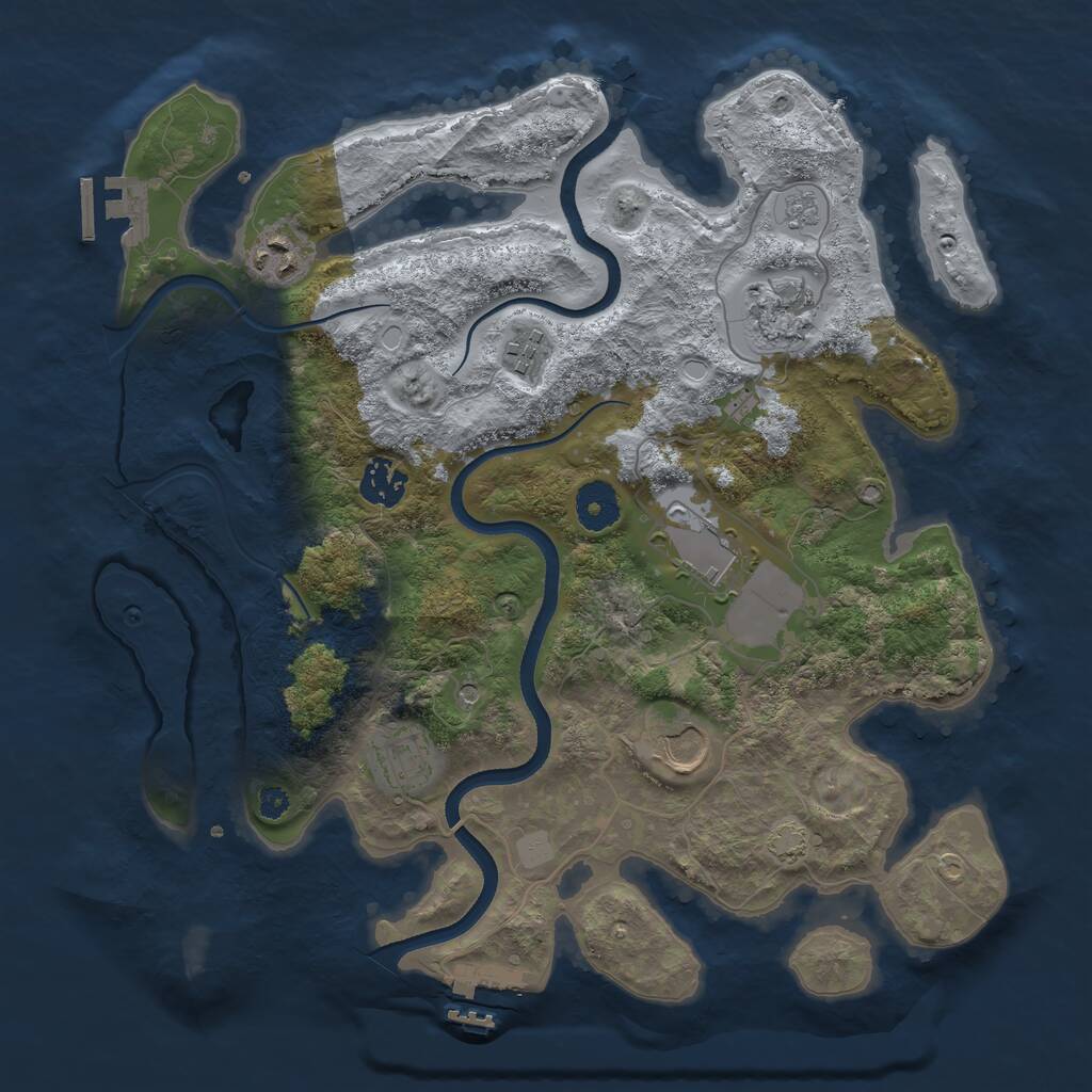 Rust Map: Procedural Map, Size: 3500, Seed: 602286304, 13 Monuments