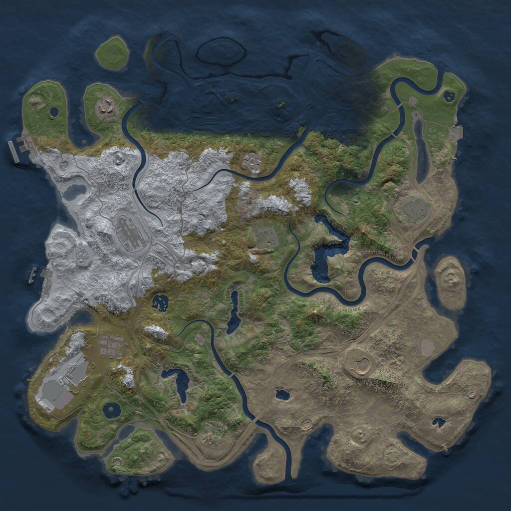Rust Map: Procedural Map, Size: 4500, Seed: 1995226572, 16 Monuments