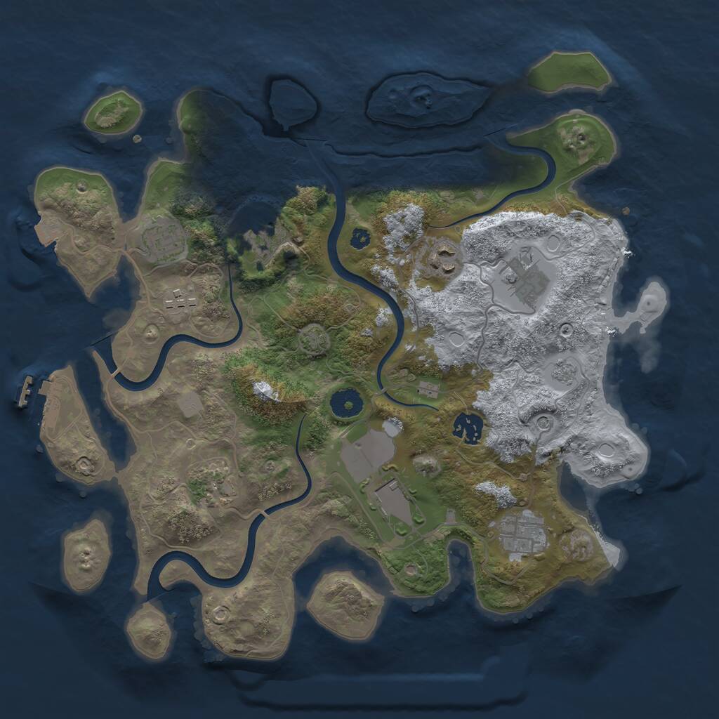 Rust Map: Procedural Map, Size: 3500, Seed: 242075520, 14 Monuments