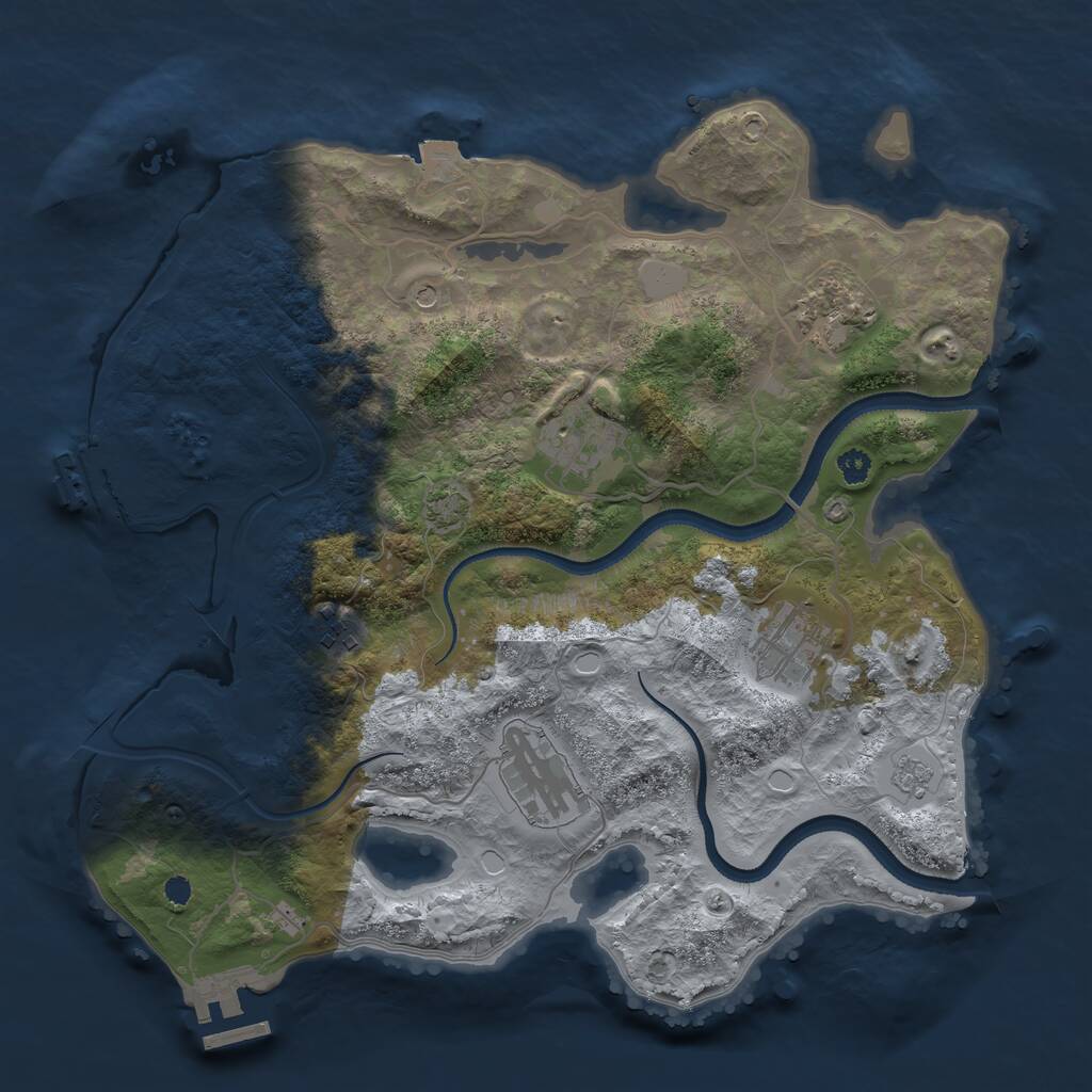Rust Map: Procedural Map, Size: 3250, Seed: 1816601956, 11 Monuments
