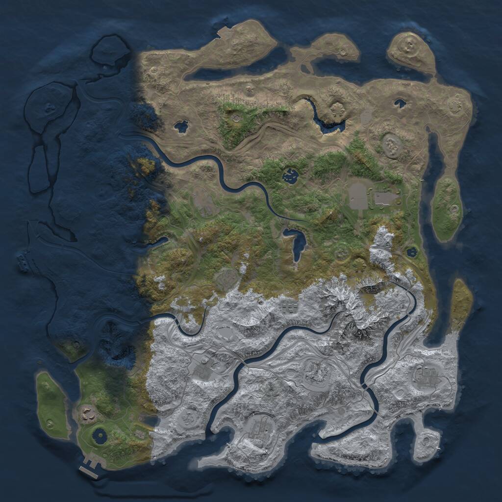 Rust Map: Procedural Map, Size: 5000, Seed: 16769, 16 Monuments