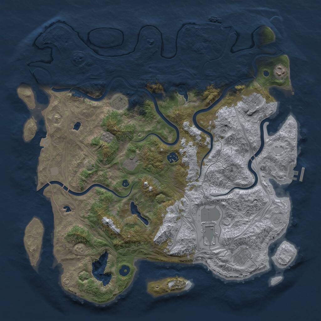 Rust Map: Procedural Map, Size: 4500, Seed: 198774333, 14 Monuments