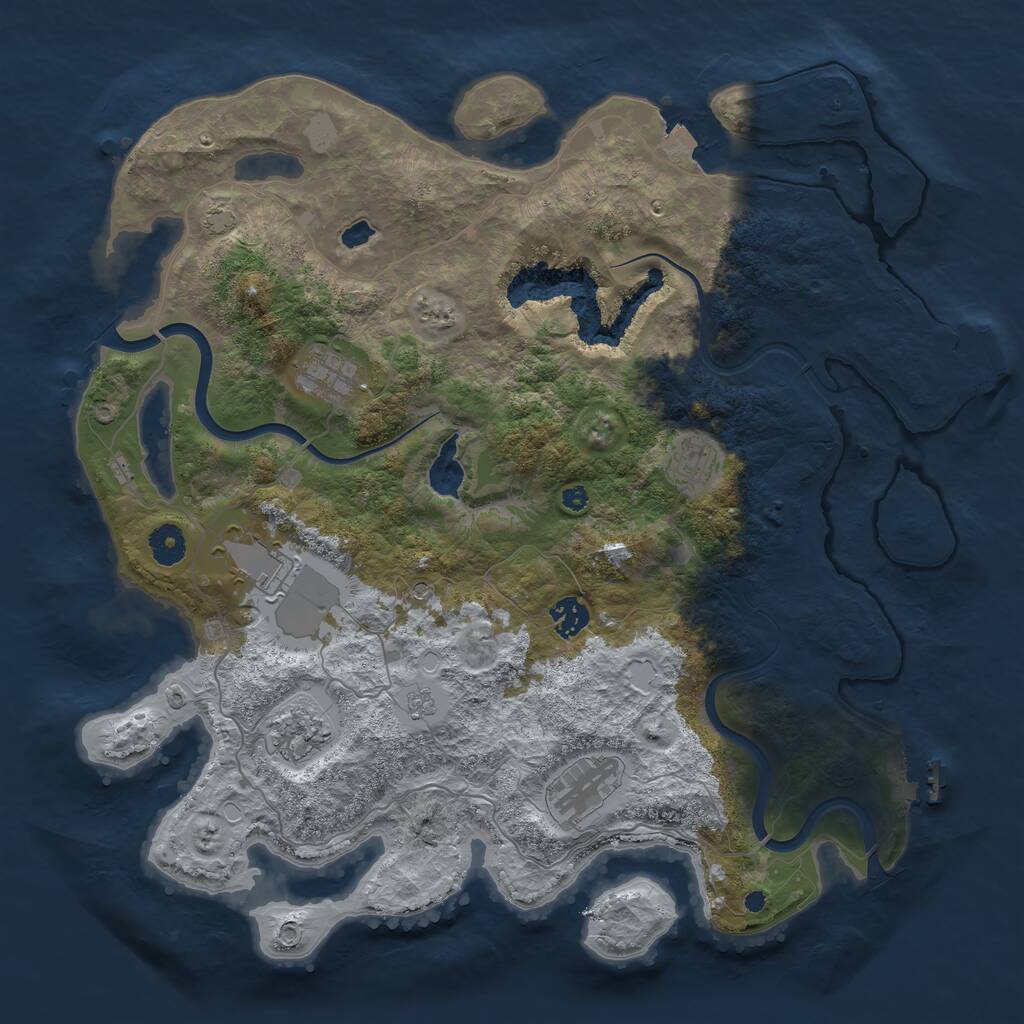 Rust Map: Procedural Map, Size: 4000, Seed: 1842055933, 12 Monuments
