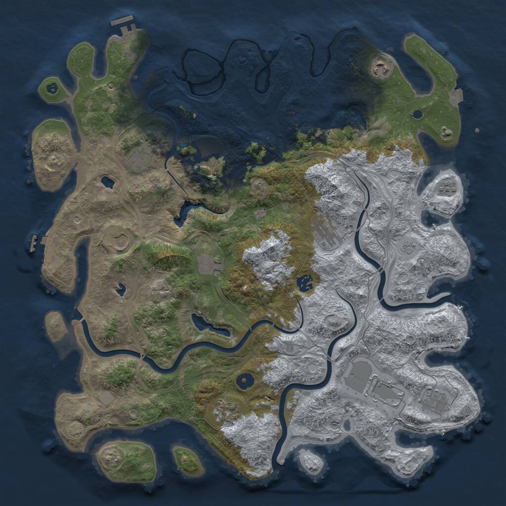 Rust Map: Procedural Map, Size: 4500, Seed: 1230, 17 Monuments