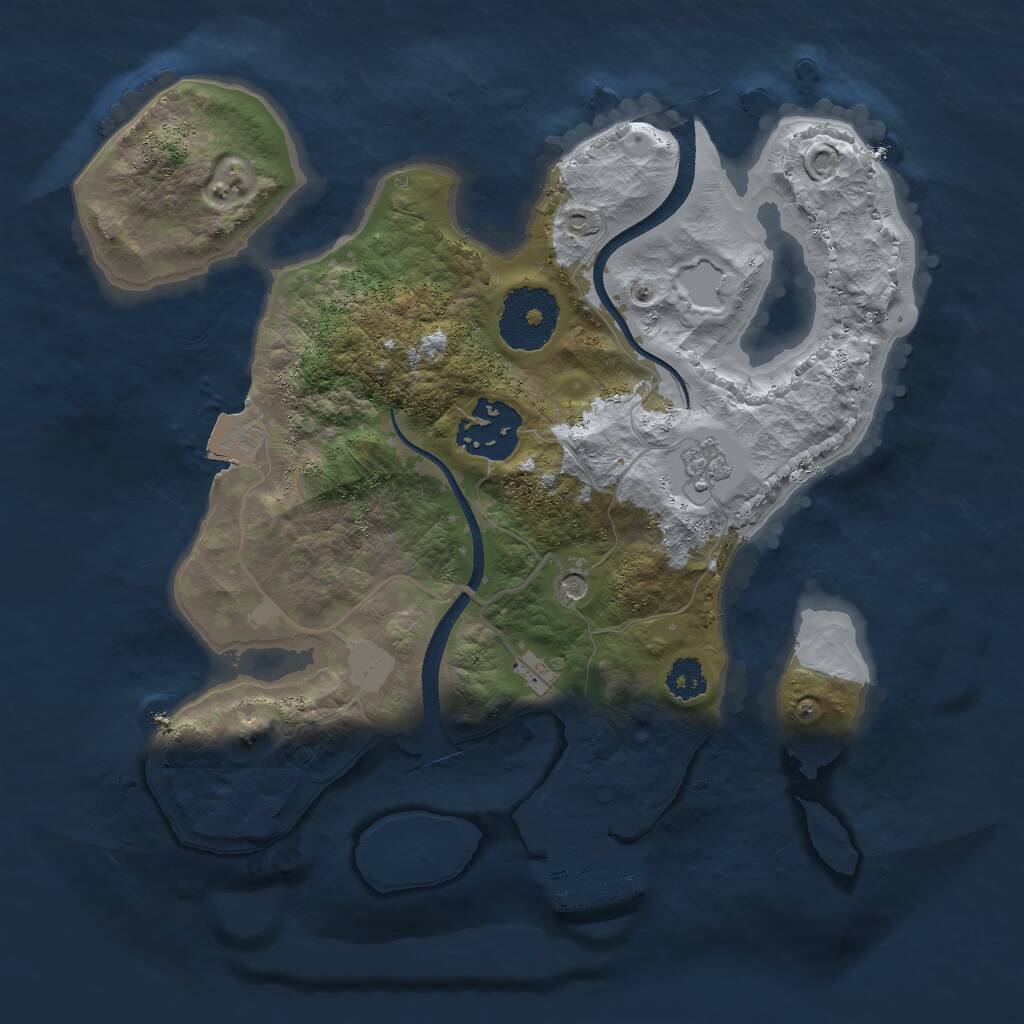 Rust Map: Procedural Map, Size: 2500, Seed: 91577320, 5 Monuments