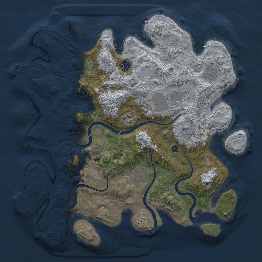 Rust Map: Procedural Map, Size: 3750, Seed: 2096152167, 12 Monuments