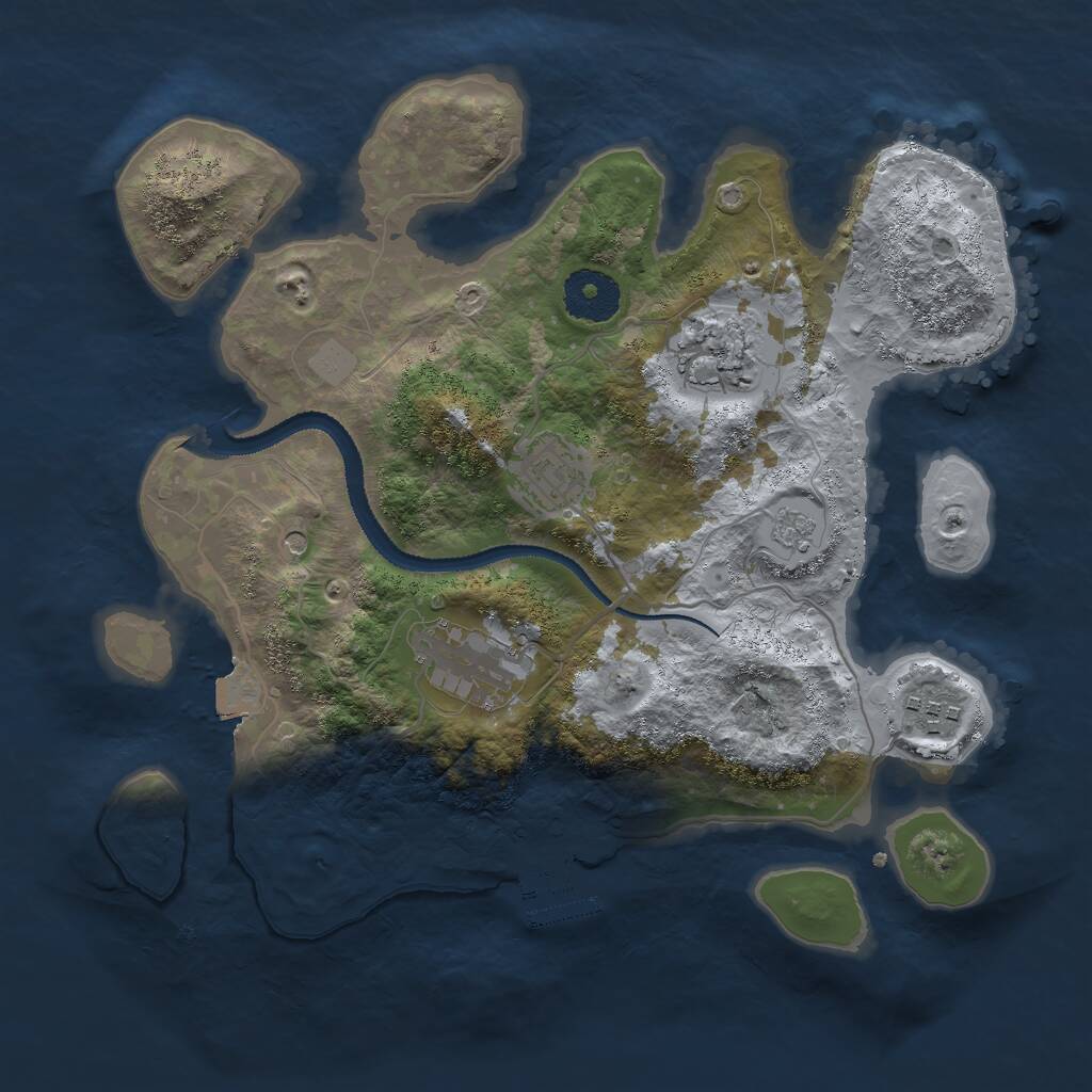 Rust Map: Procedural Map, Size: 3000, Seed: 1249331640, 8 Monuments