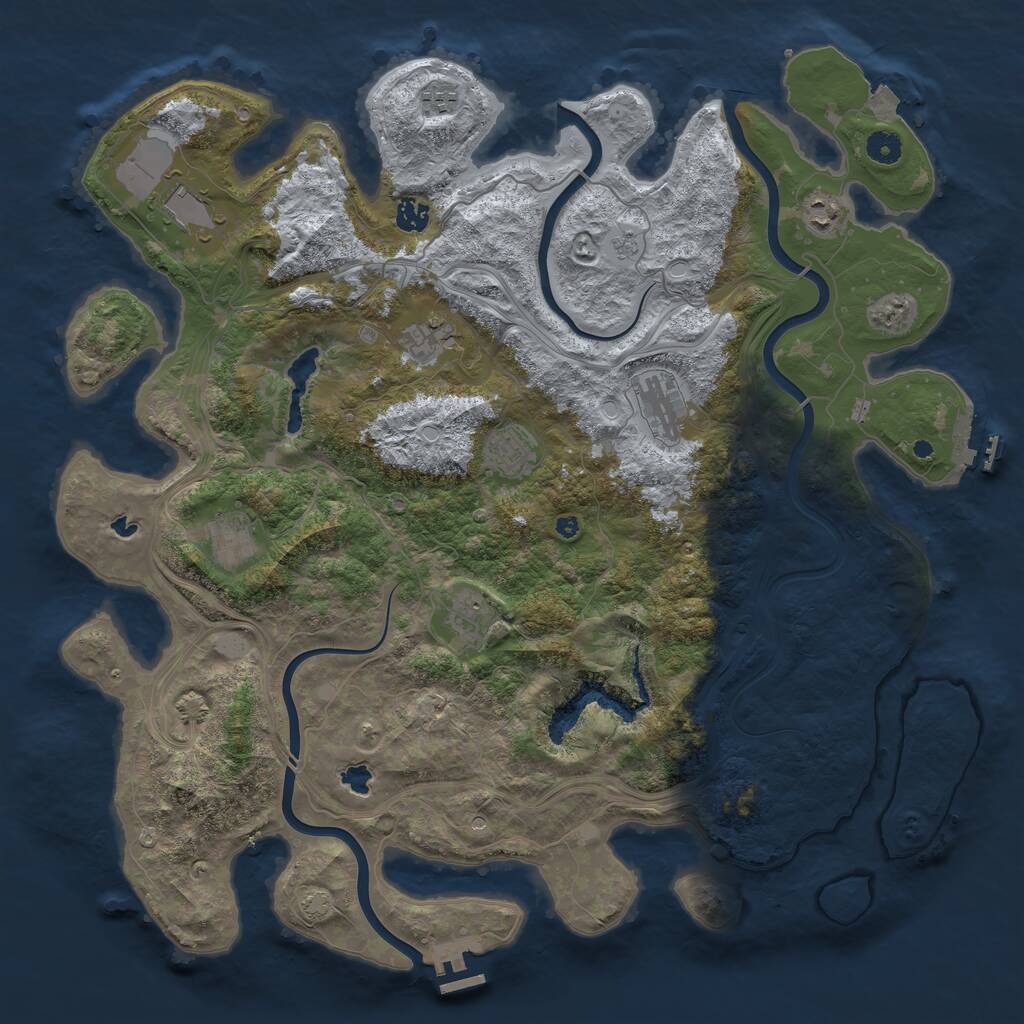 Rust Map: Procedural Map, Size: 4500, Seed: 420696390, 15 Monuments