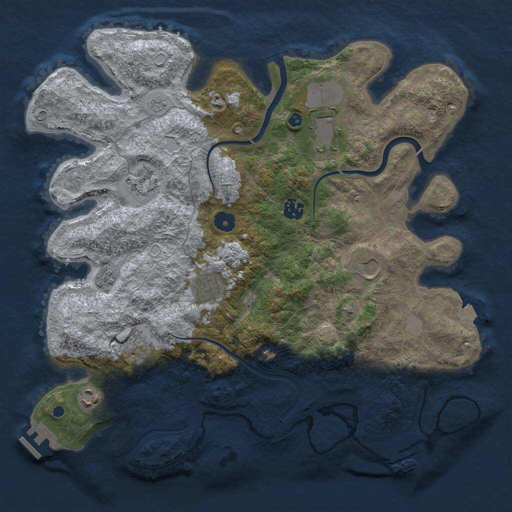Rust Map: Procedural Map, Size: 3750, Seed: 54125452, 14 Monuments