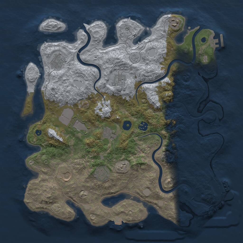 Rust Map: Procedural Map, Size: 3900, Seed: 1173709054, 15 Monuments