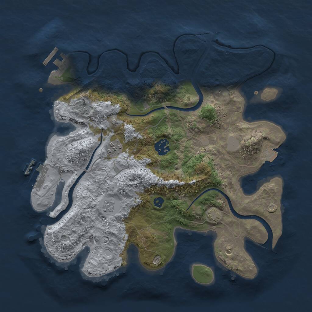 Rust Map: Procedural Map, Size: 3000, Seed: 4864865, 7 Monuments