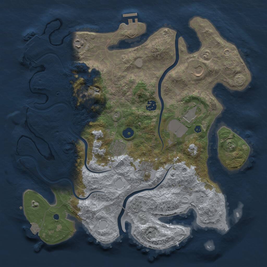 Rust Map: Procedural Map, Size: 3750, Seed: 1081720626, 14 Monuments