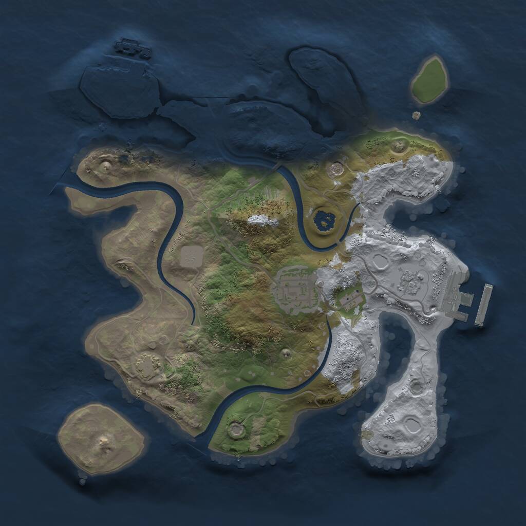 Rust Map: Procedural Map, Size: 2500, Seed: 1436082754, 7 Monuments