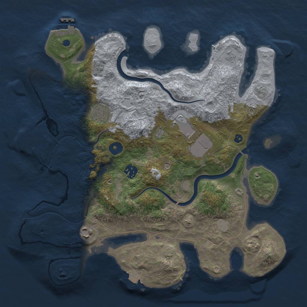 Rust Map: Procedural Map, Size: 3500, Seed: 1076967621, 11 Monuments