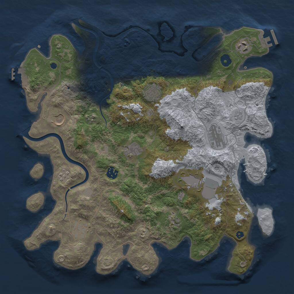 Rust Map: Procedural Map, Size: 3850, Seed: 2634382, 16 Monuments
