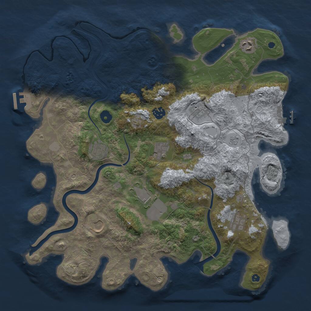 Rust Map: Procedural Map, Size: 3850, Seed: 2634382, 15 Monuments