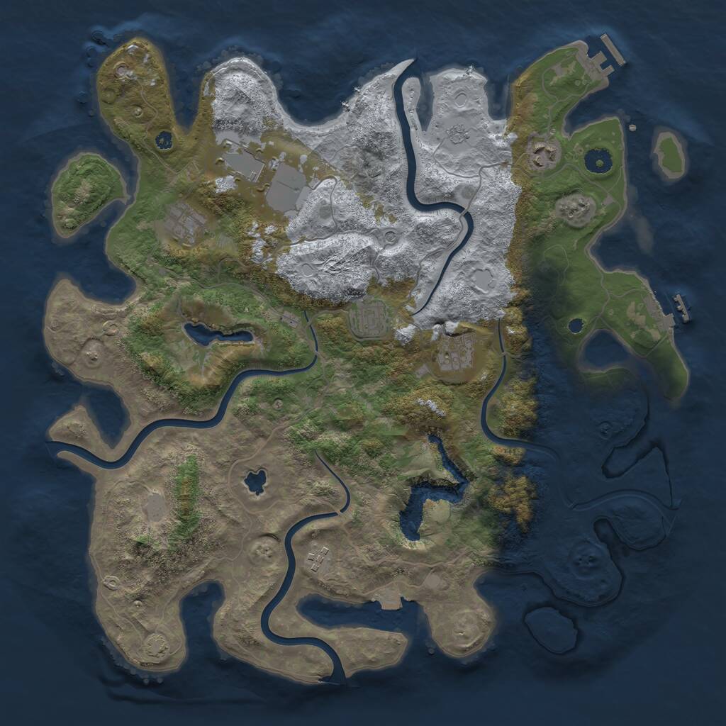 Rust Map: Procedural Map, Size: 4100, Seed: 420696390, 12 Monuments