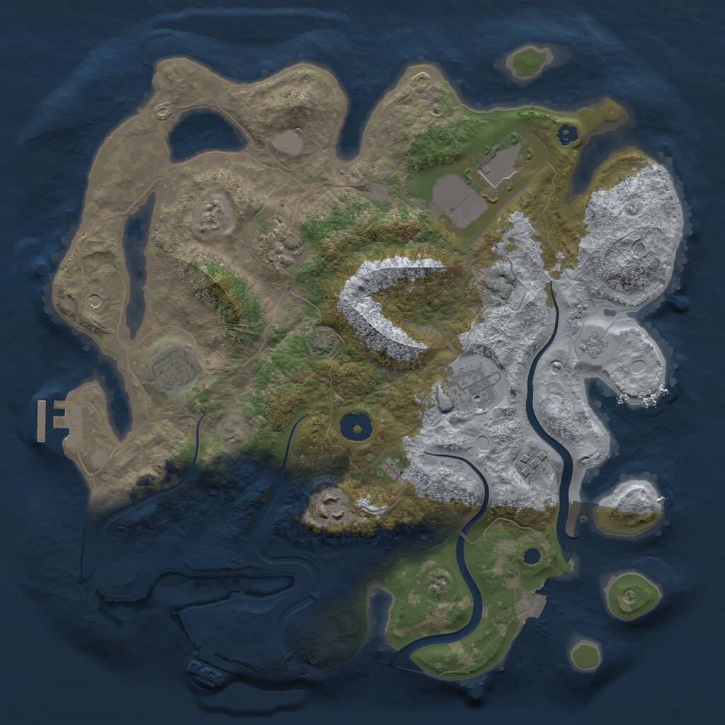 Rust Map: Procedural Map, Size: 3500, Seed: 535743314, 12 Monuments