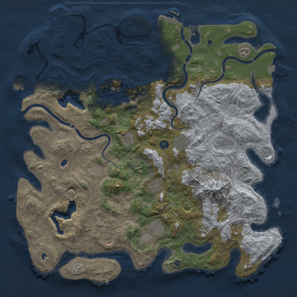 Rust Map: Procedural Map, Size: 5000, Seed: 85337421, 16 Monuments