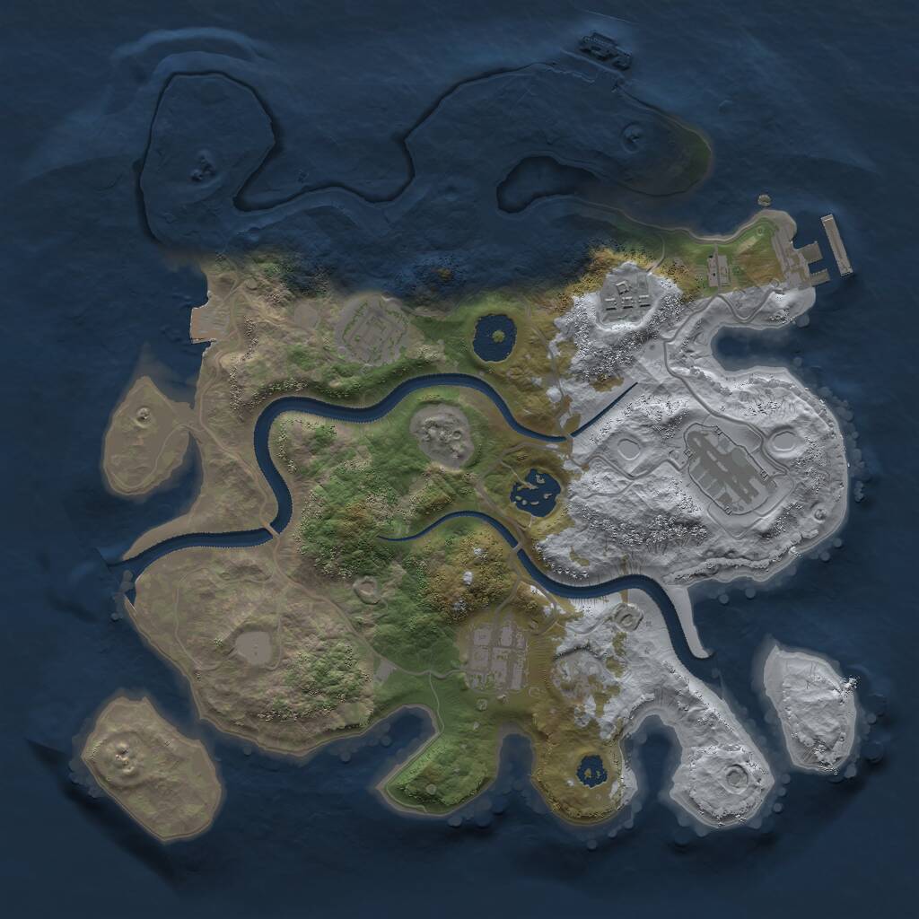 Rust Map: Procedural Map, Size: 3000, Seed: 1907086859, 8 Monuments