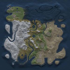 Thumbnail Rust Map: Procedural Map, Size: 3700, Seed: 187929227, 13 Monuments
