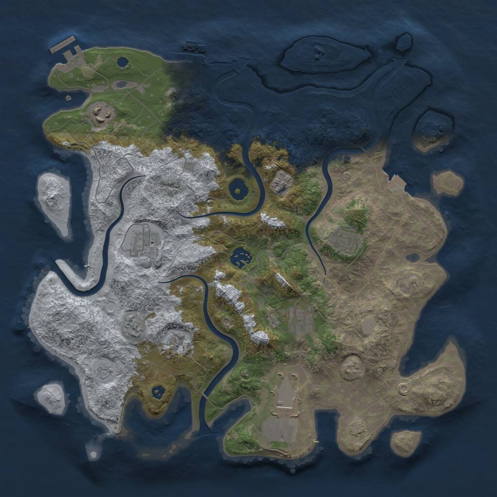 Rust Map: Procedural Map, Size: 3700, Seed: 187929227, 13 Monuments