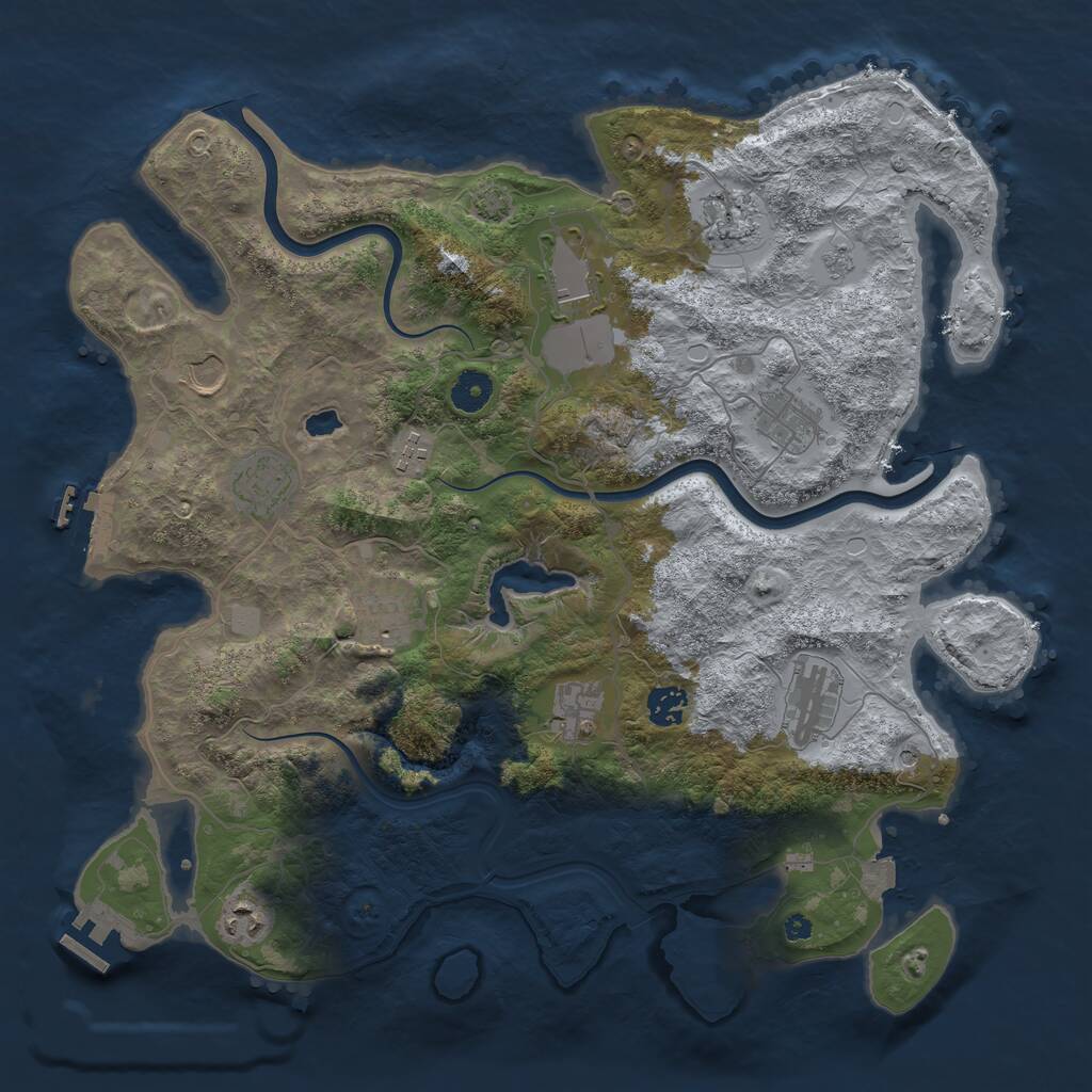 Rust Map: Procedural Map, Size: 4000, Seed: 496040038, 17 Monuments