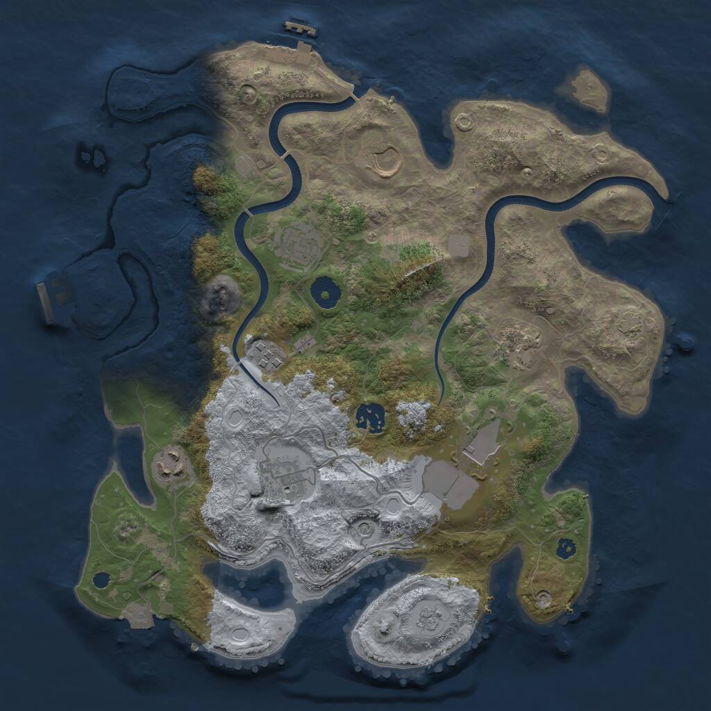 Rust Map: Procedural Map, Size: 3500, Seed: 653799565, 14 Monuments