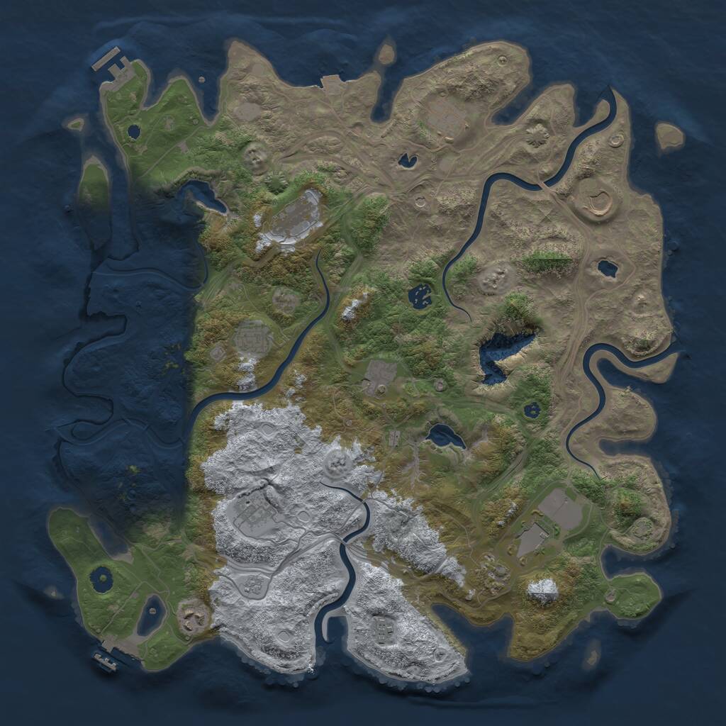 Rust Map: Procedural Map, Size: 4500, Seed: 385090081, 17 Monuments
