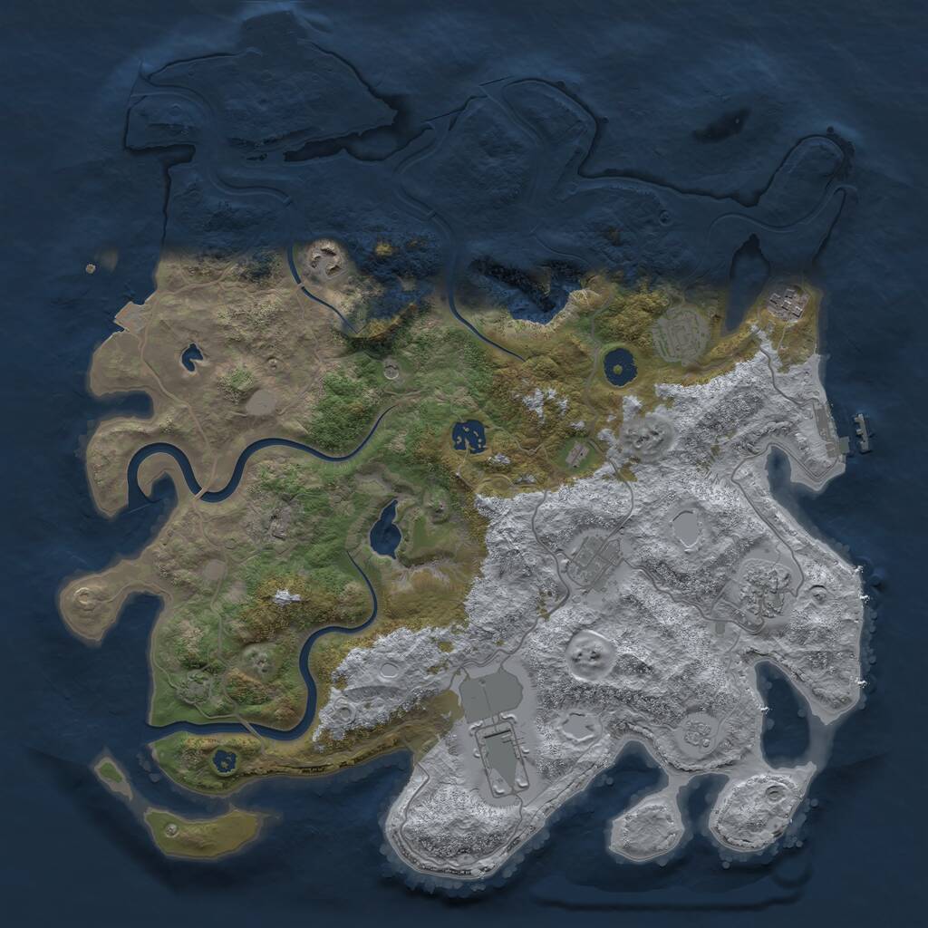 Rust Map: Procedural Map, Size: 4000, Seed: 530782878, 13 Monuments