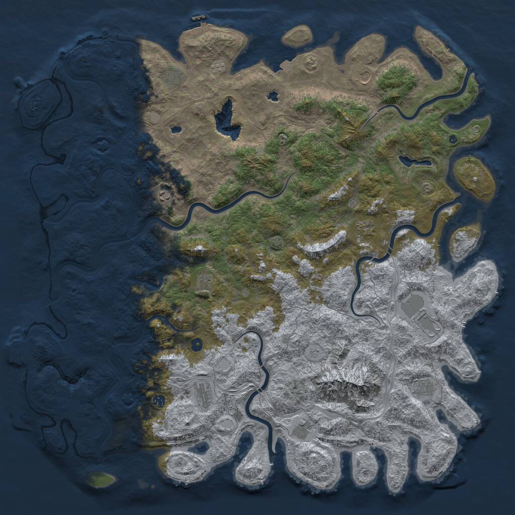 Rust Map: Procedural Map, Size: 6000, Seed: 1496739893, 17 Monuments