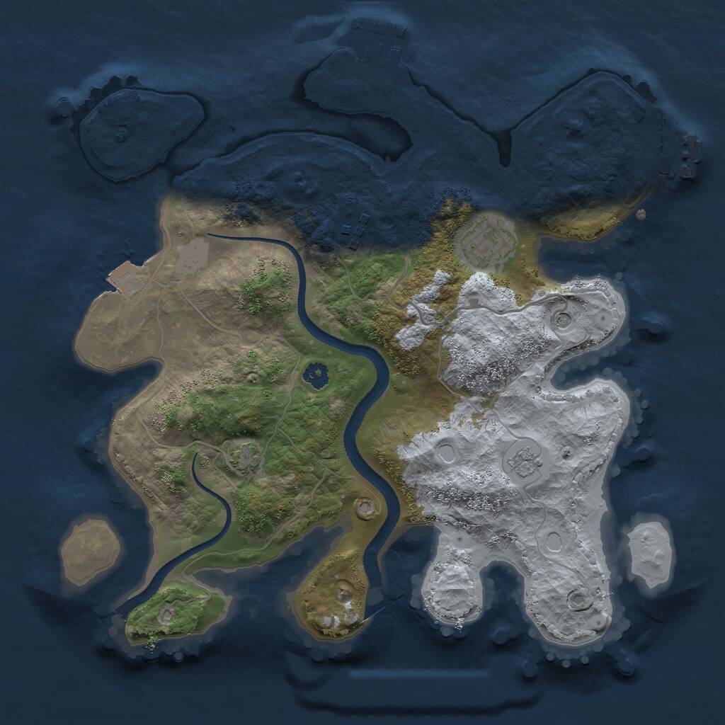 Rust Map: Procedural Map, Size: 2850, Seed: 1776207, 8 Monuments