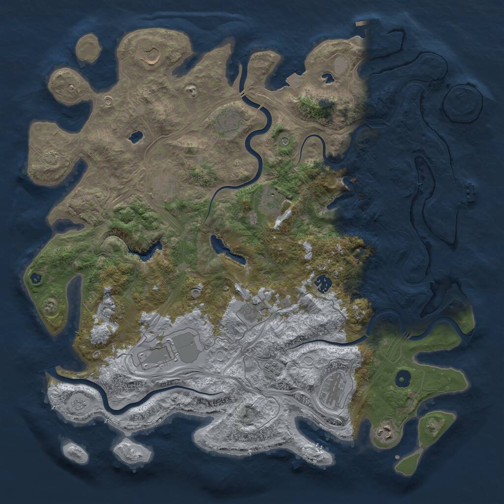 Rust Map: Procedural Map, Size: 4500, Seed: 660284452, 17 Monuments