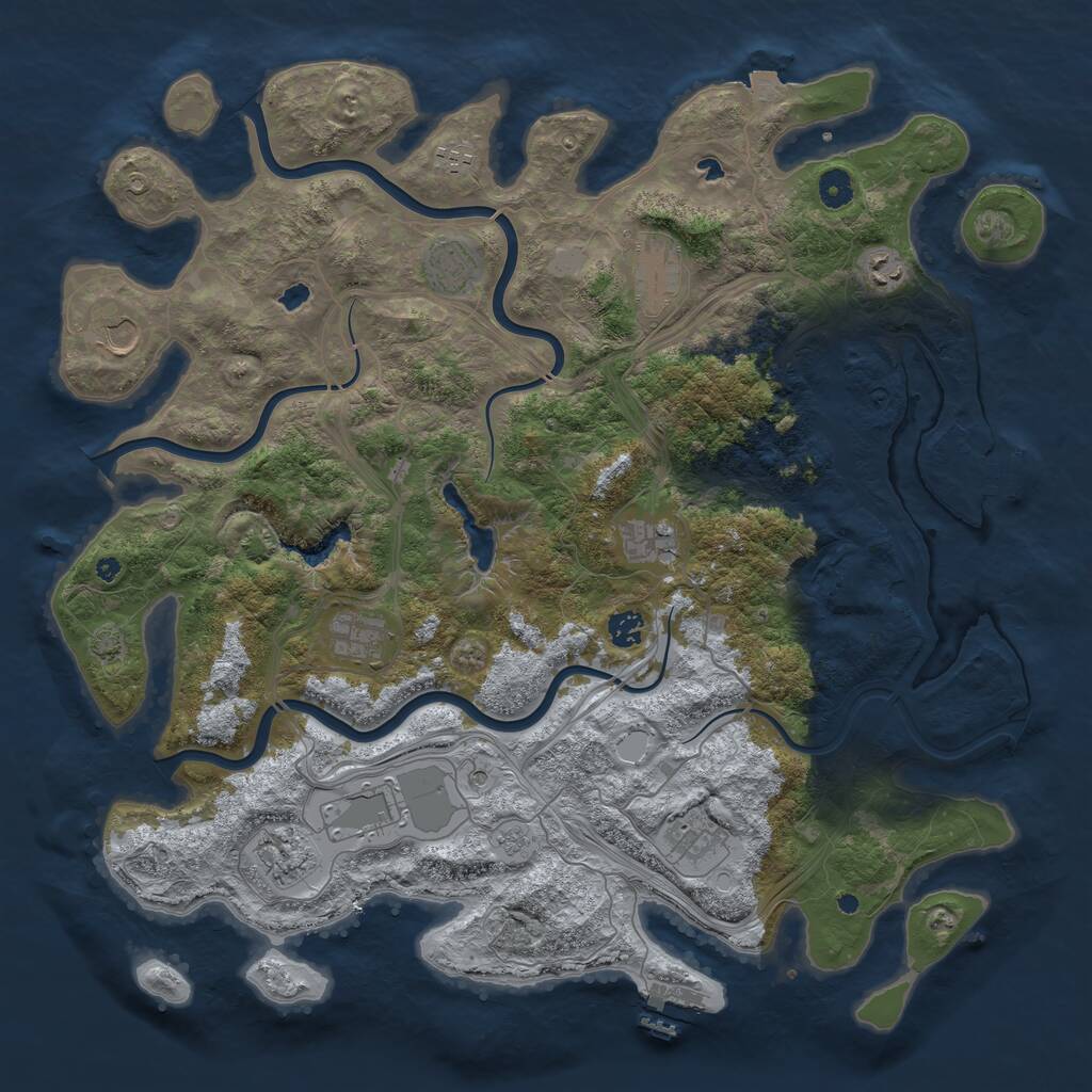 Rust Map: Procedural Map, Size: 4500, Seed: 660284452, 17 Monuments