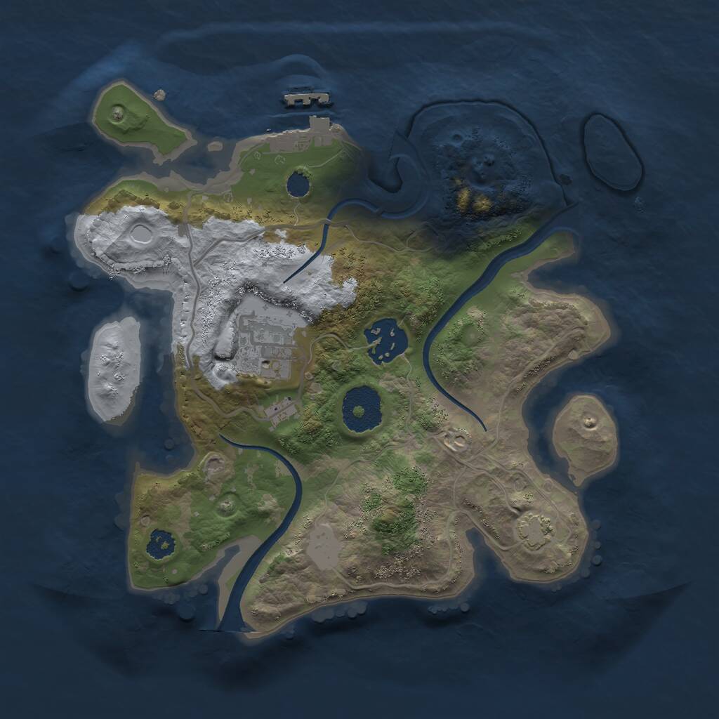 Rust Map: Procedural Map, Size: 2500, Seed: 763059659, 5 Monuments