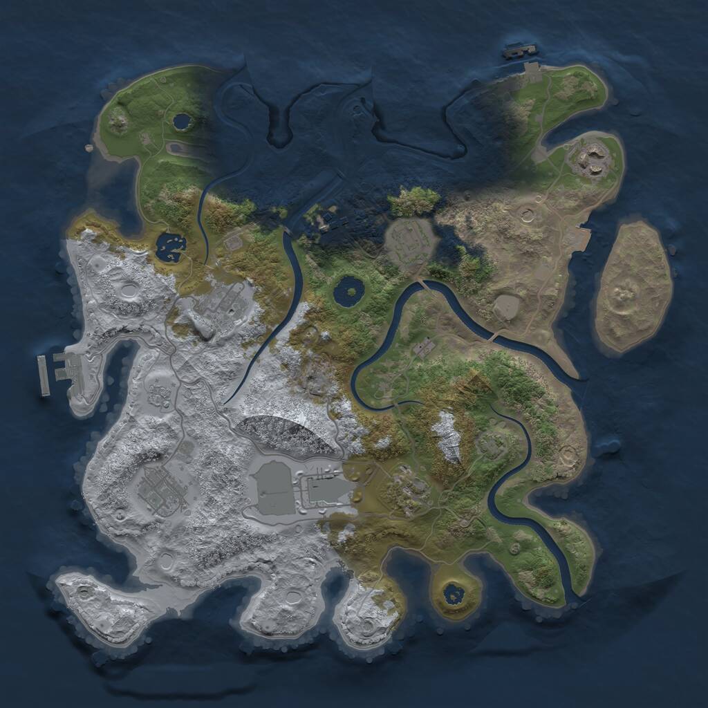 Rust Map: Procedural Map, Size: 3500, Seed: 622613678, 14 Monuments