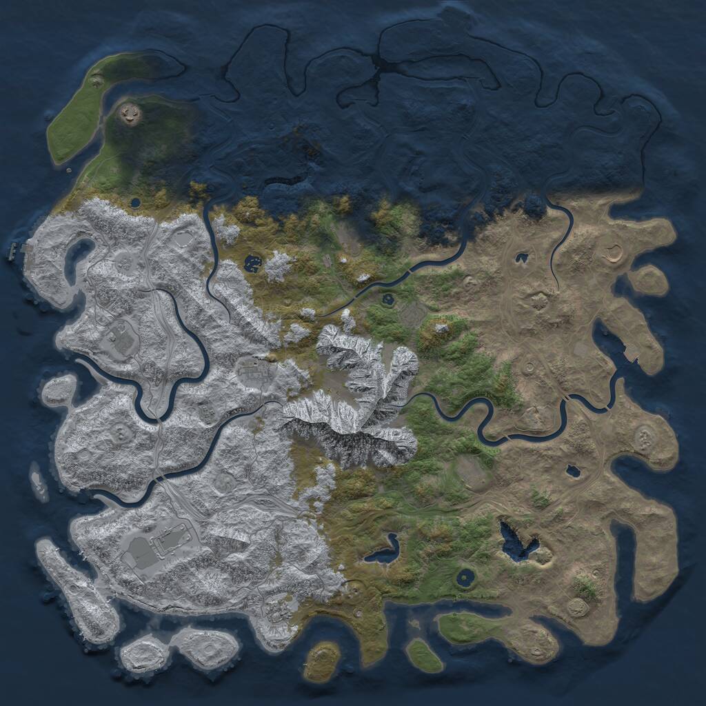 Rust Map: Procedural Map, Size: 6000, Seed: 548244667, 17 Monuments