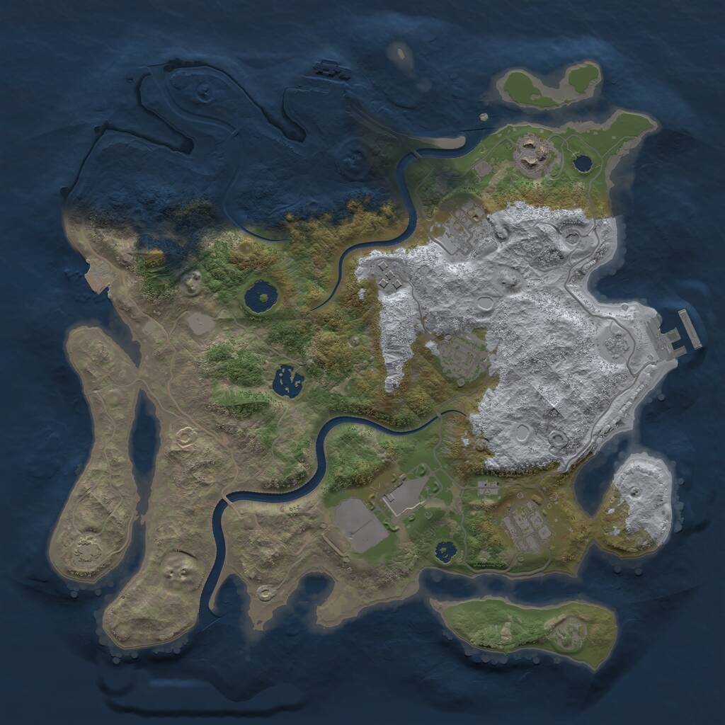 Rust Map: Procedural Map, Size: 3500, Seed: 1590059804, 13 Monuments