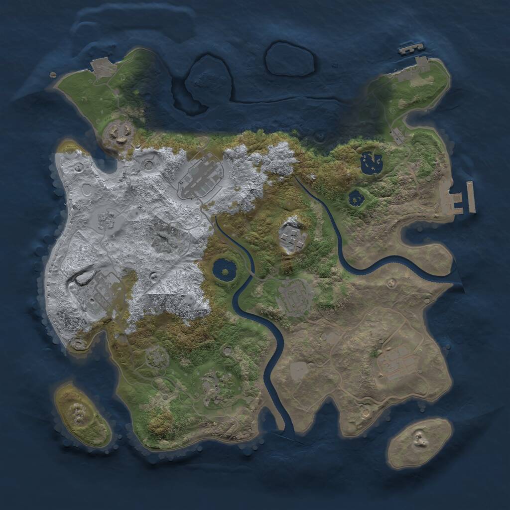 Rust Map: Procedural Map, Size: 3250, Seed: 258345910, 14 Monuments