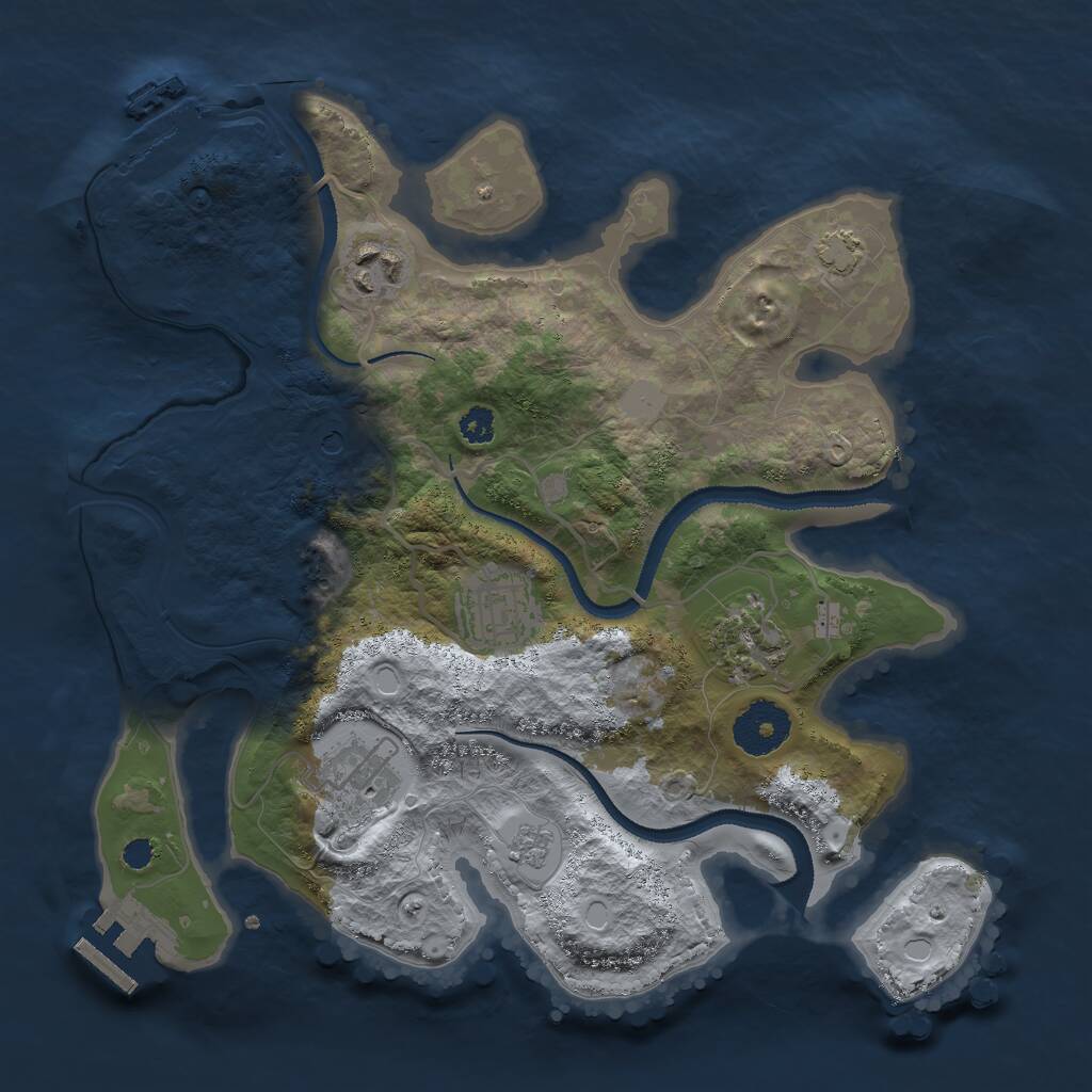 Rust Map: Procedural Map, Size: 3000, Seed: 1235007326, 10 Monuments