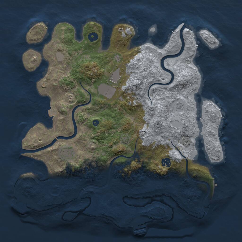 Rust Map: Procedural Map, Size: 3750, Seed: 862089982, 10 Monuments