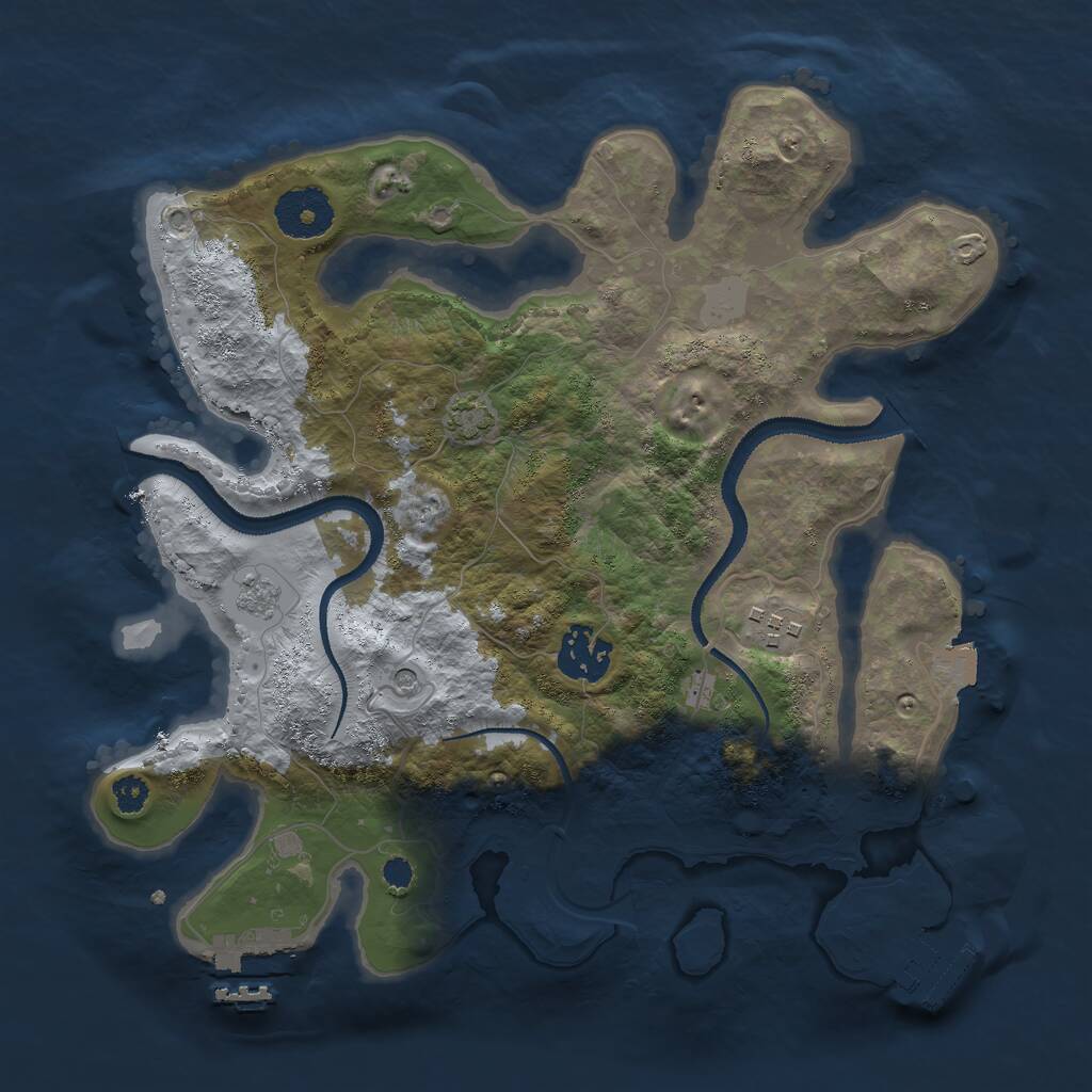 Rust Map: Procedural Map, Size: 3000, Seed: 7423, 8 Monuments