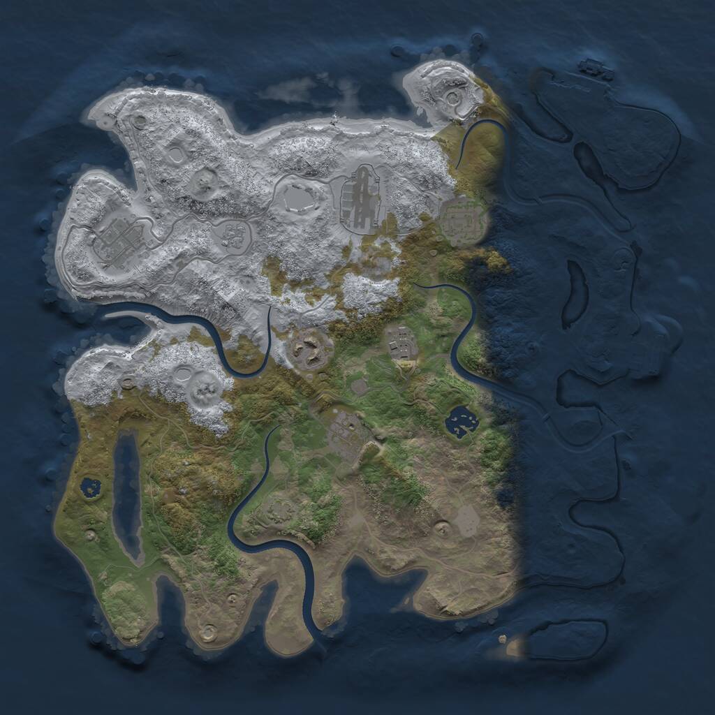 Rust Map: Procedural Map, Size: 3500, Seed: 1362597572, 13 Monuments