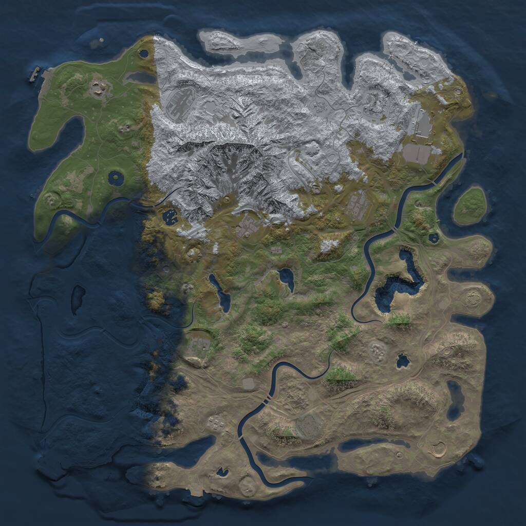 Rust Map: Procedural Map, Size: 5000, Seed: 870855, 17 Monuments