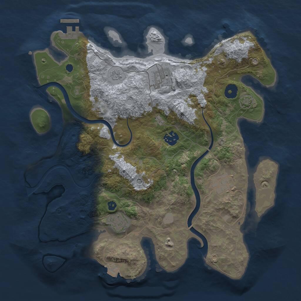 Rust Map: Procedural Map, Size: 3250, Seed: 989759840, 9 Monuments