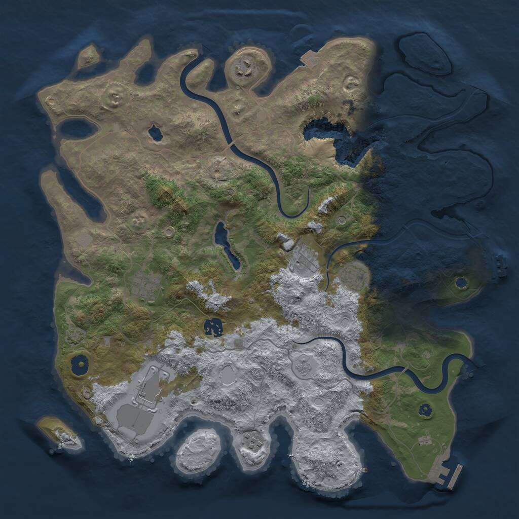 Rust Map: Procedural Map, Size: 4000, Seed: 1458121833, 13 Monuments