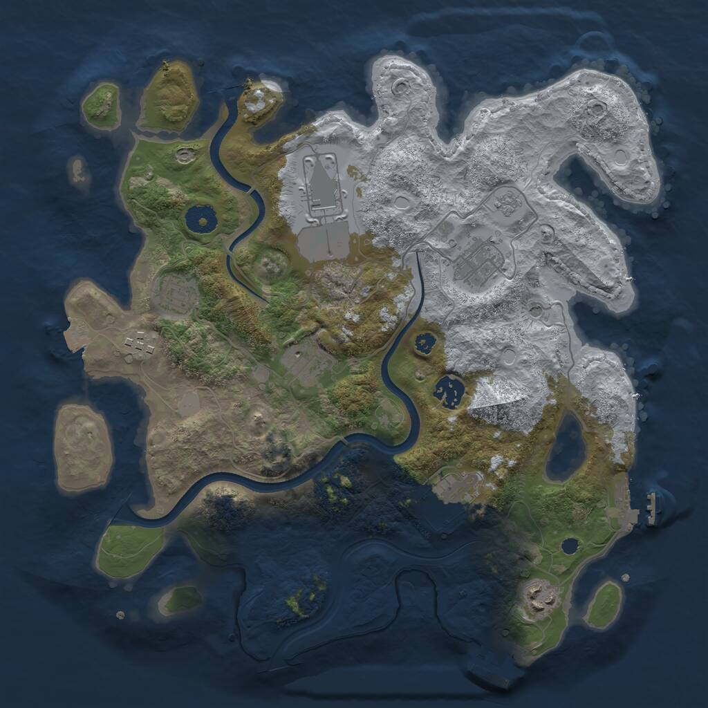 Rust Map: Procedural Map, Size: 3500, Seed: 620770367, 14 Monuments